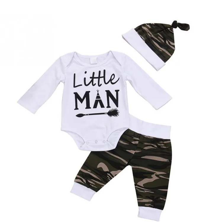 

OEM Wholesale Kid 2 Piece Hoodie Set Children Boys Rompers Camouflage Pants Two Pieces Outfits Kids Clothing Set, White