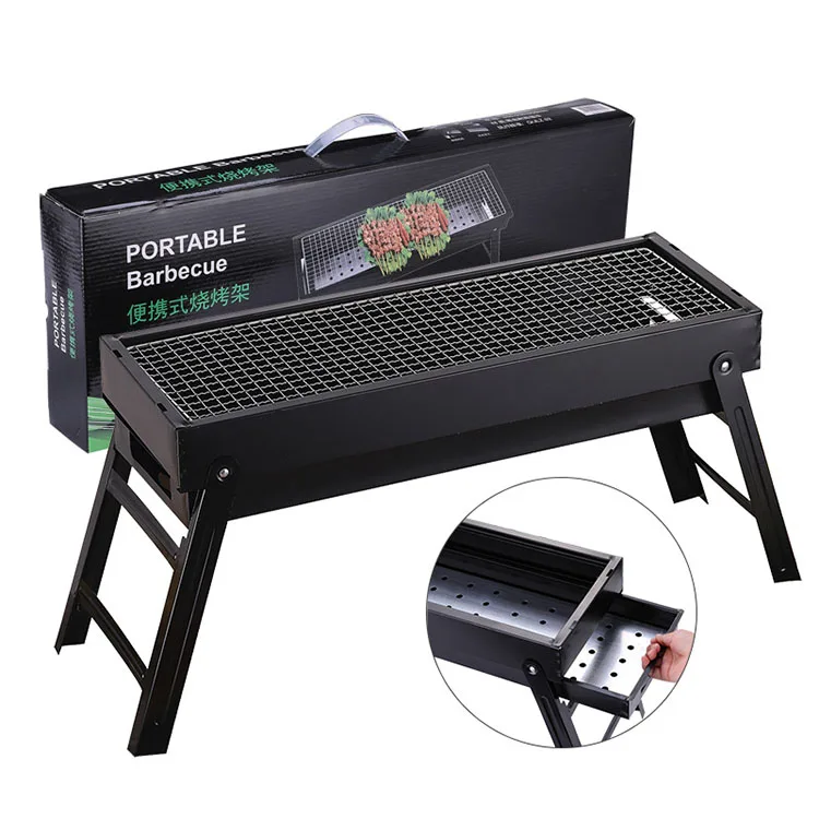 

Hot Sale Outdoor Folding Portable Drawer Type Charcoal BBQ Camping Grill, Black