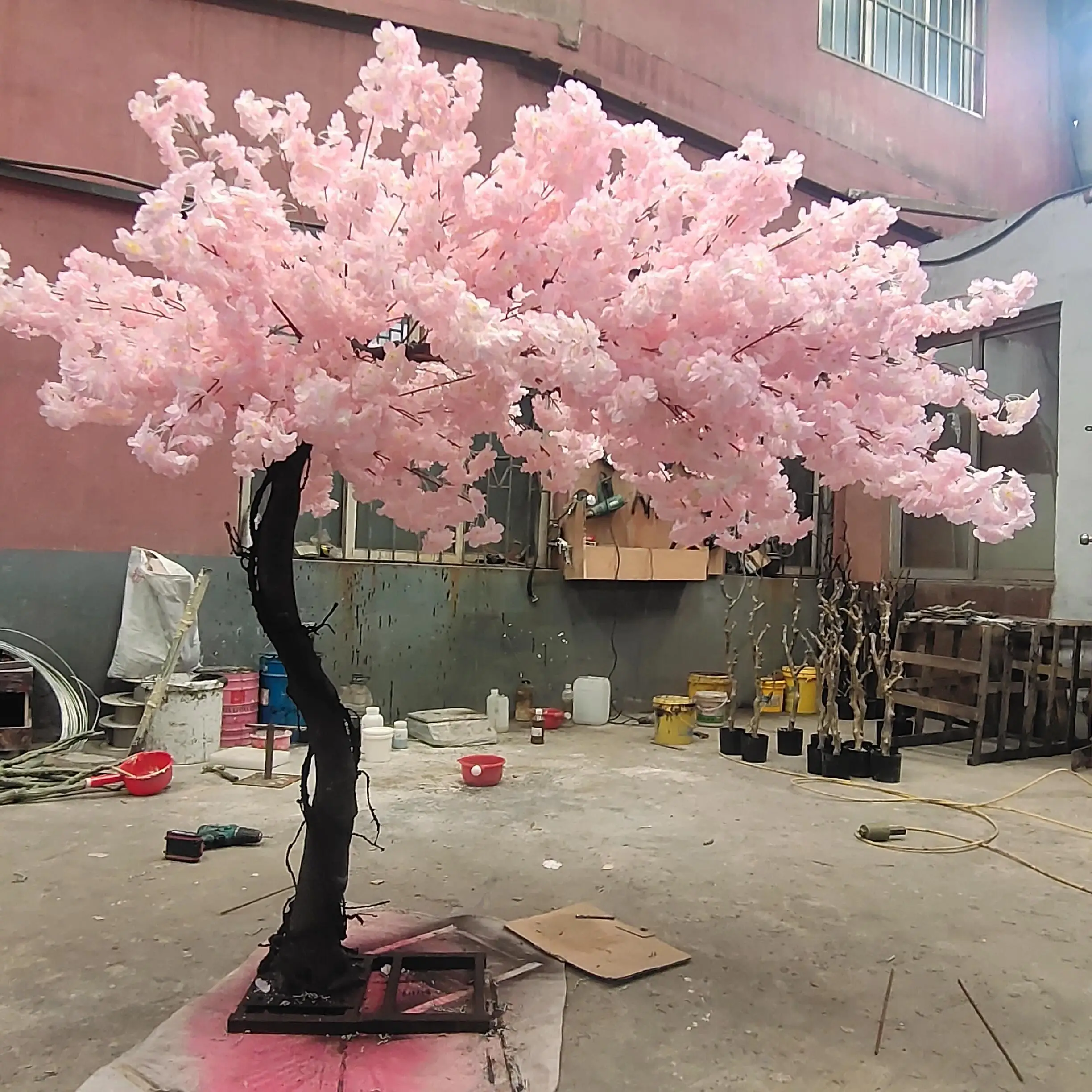 

OEM outdoor custom indoor sakura Wholesale flower artificial Japanese pink wedding table cherry blossom white flowers tree