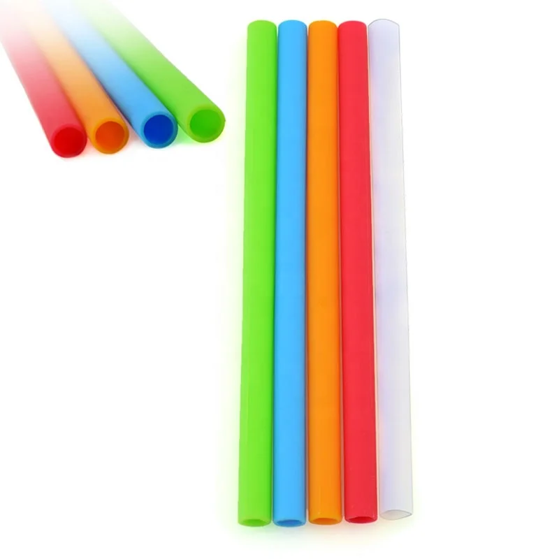 Custom Fancy Food Grade Drink 10mm Silicone Reusable Rubber Straws