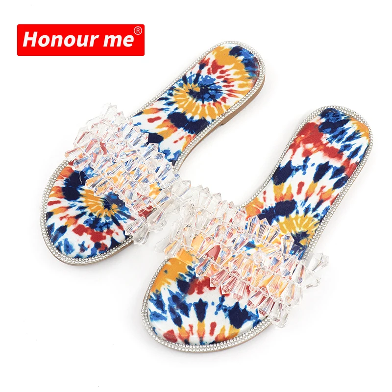 

2021 sandalias de mujer women slippers wholesale clear Luxury flat diamond summer slides rhinestone womens sandals trendy, Any colors