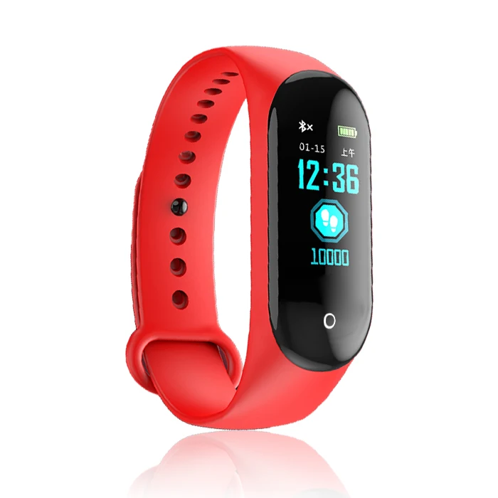 

Smart watch band digital clock fitness tracker water proof smart bracelet touch screen, Red