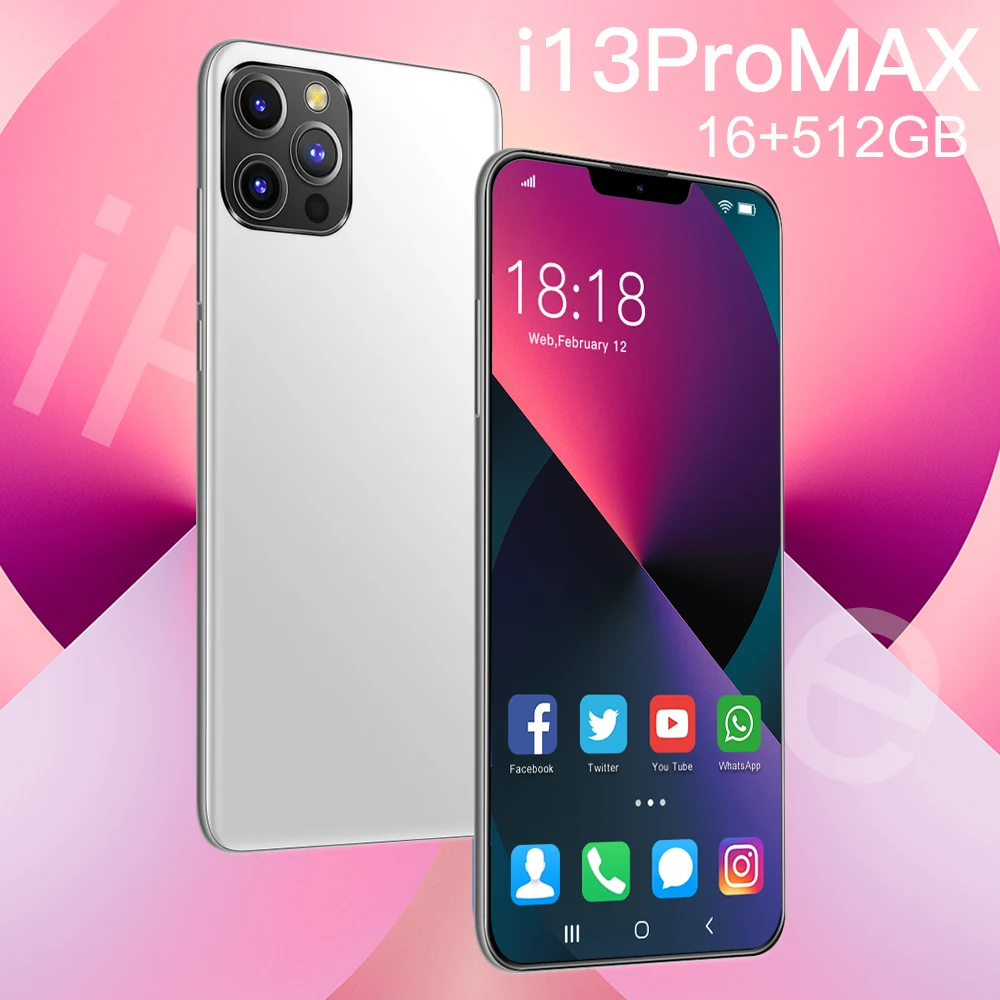 

China Smartphones I13 Pro Max Global Version Mtk6889 6800mah 16+32mp Android10.0 16gb+512gb 5g 10 Core Face Unlock Mobile Phone