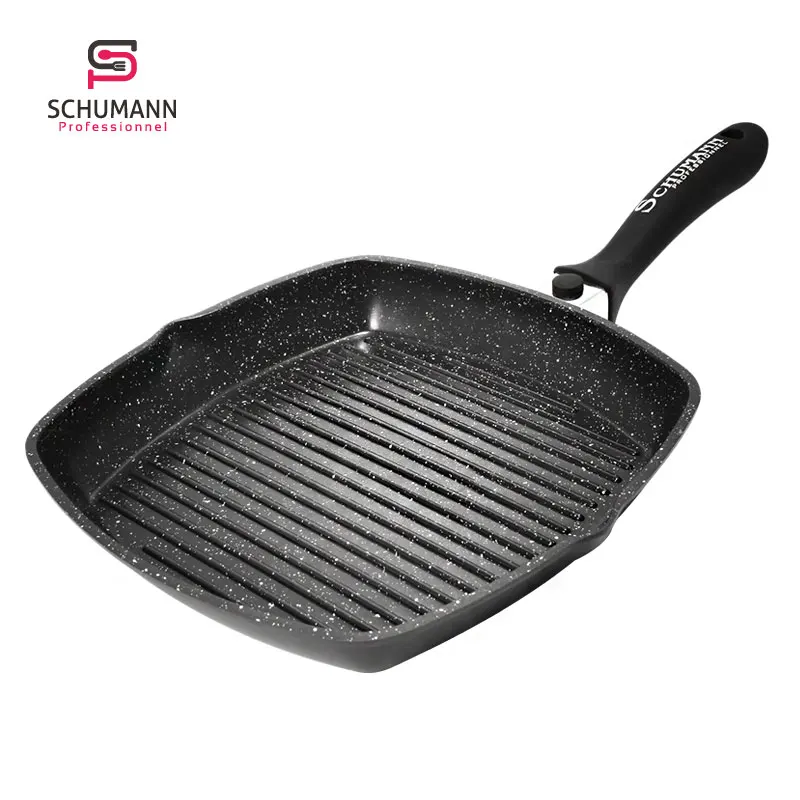 

SCHUMANN aluminum cookware non stick fry pan detachable handle square grill pan