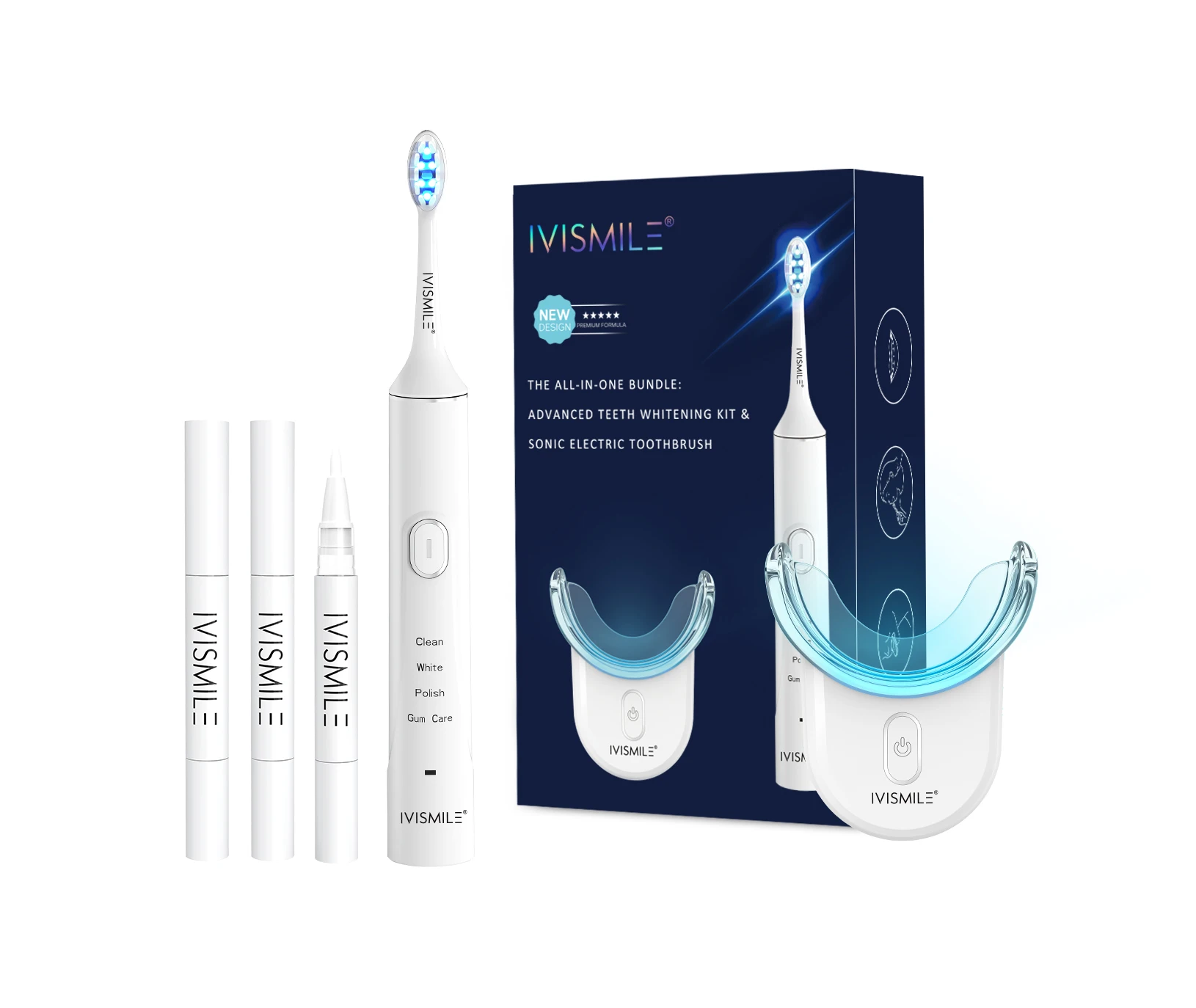 

IVISMILE Whitening Dental Kit Tooth Whitener Accelerator LED Light Home Use Peroxide Gel Pen and Electric Toothbrush in one Kit