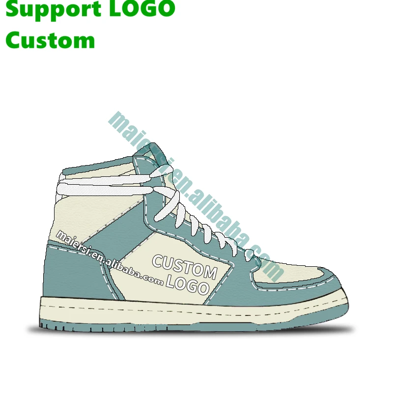 

Original Custom AJ Genuine Leather Rubber Shoes Customized Laces Logo High Top Men's Basketball Shoes, Any