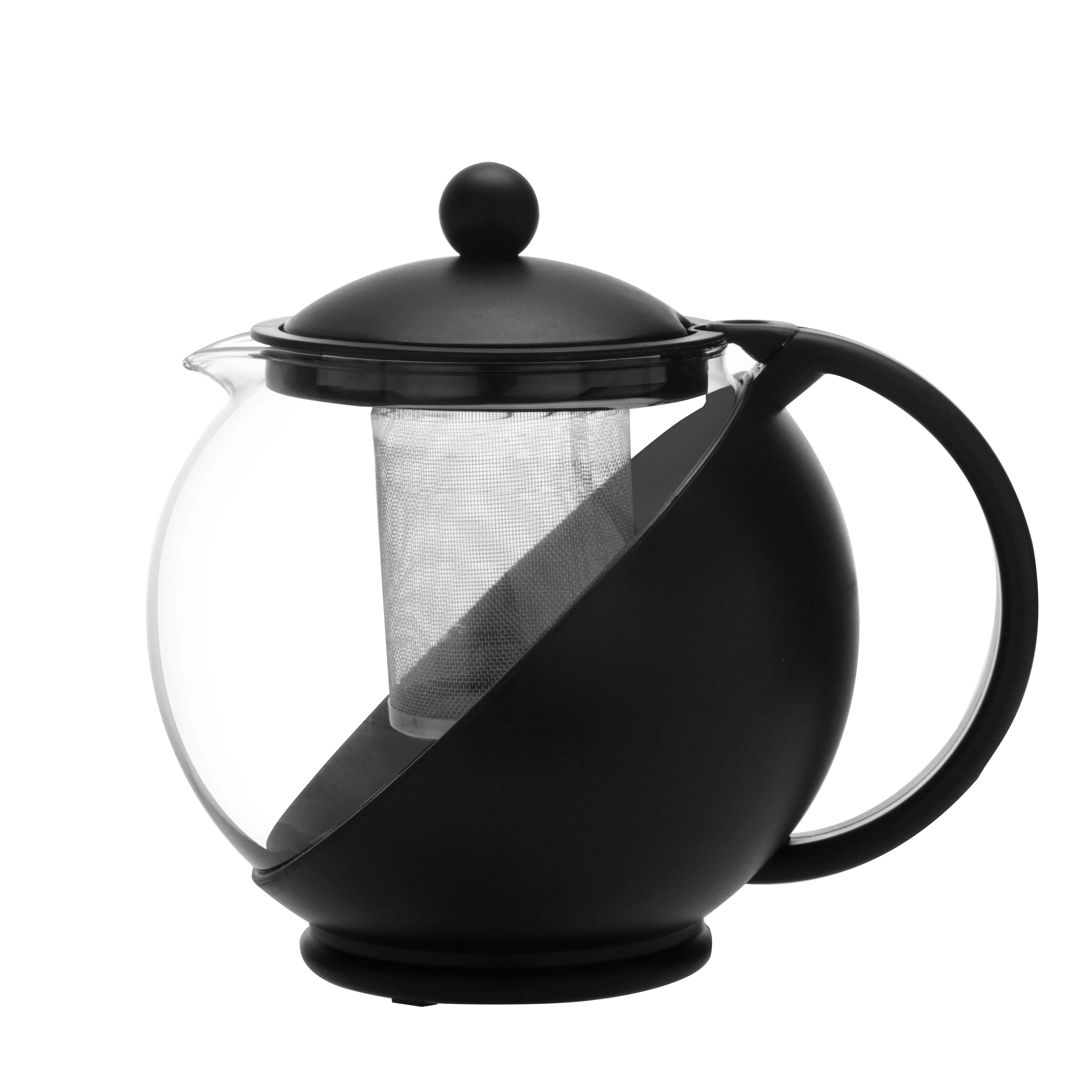 

High Heat resistant Borosilicate Glass Wholesale Chinese Unique Half Moon Coffee & Tea Sets Tea Pot Teapot With Infuser, Black