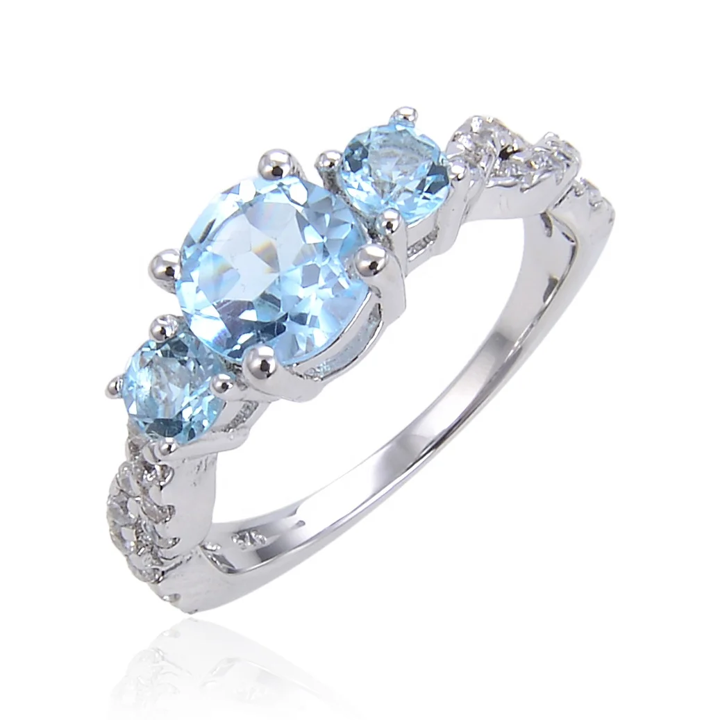 

Abiding OEM ODM Popular Fashion 925 Sterling Silver Gift Oval Natural Sky Blue Topaz Gemstone Ring