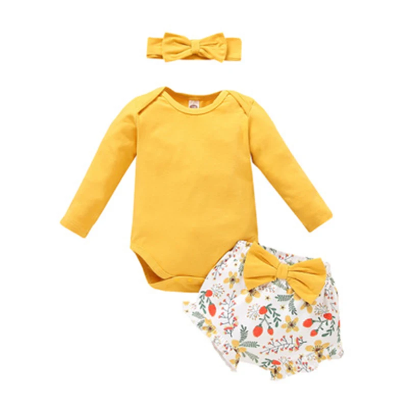 

Long Sleeve Baby Romper Toddler Shorts Sets Little Girls Bummie Sets, Picture