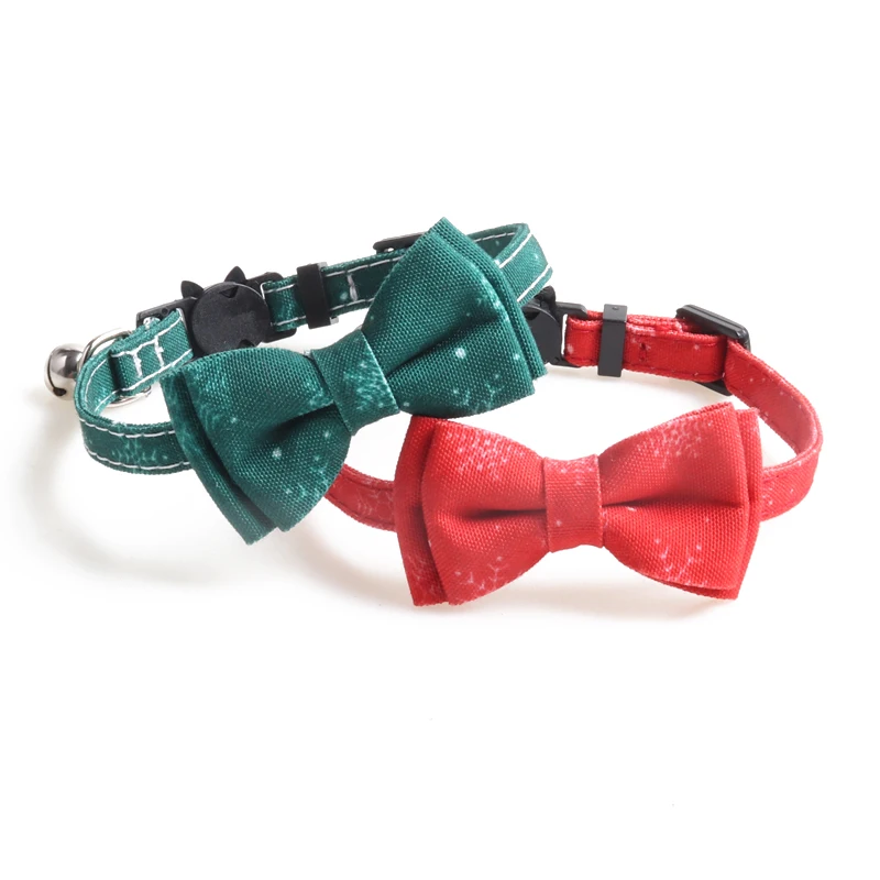 

Amigo new arrivals adjustable comfortable christmas snowflake breakaway bow tie pet puppy handmade cat collar with bells, Red snowflake & green snowflake