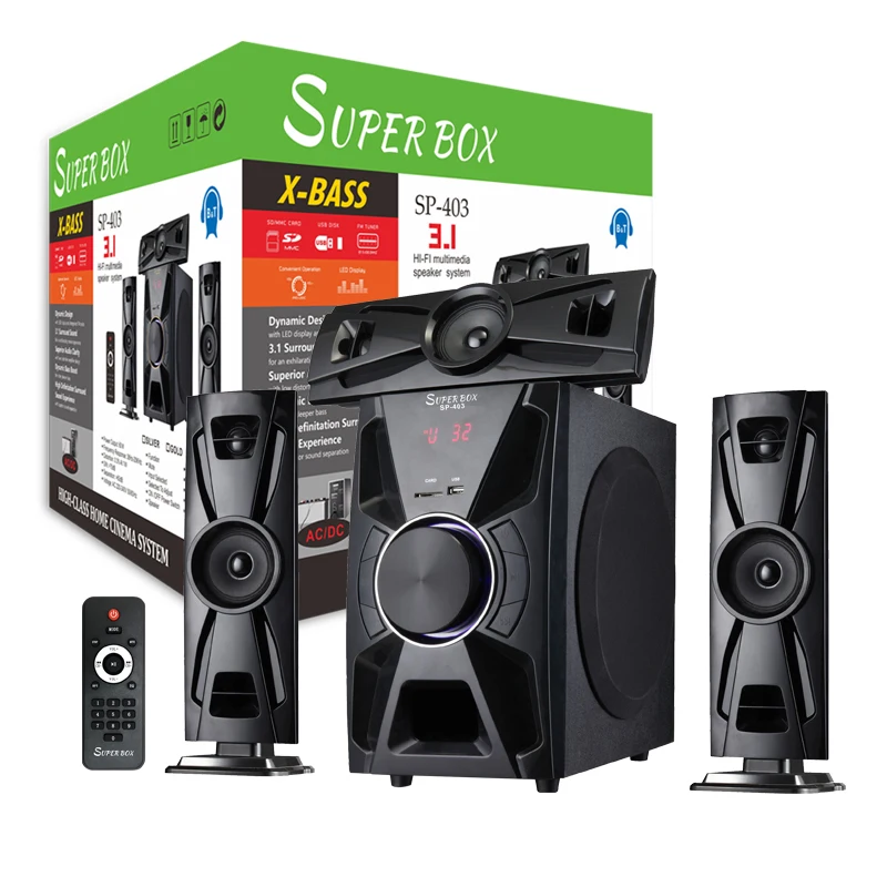 

SUPER BOX SP403 Low Distortion Amplifier Dynamic Bass Boost 3.1 Surround Sound HI-FI Multimedia Speaker System