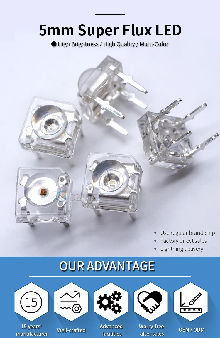 Led Diode 5mm Piranha Red Yellow Green Blue White Wholesale Super Flux