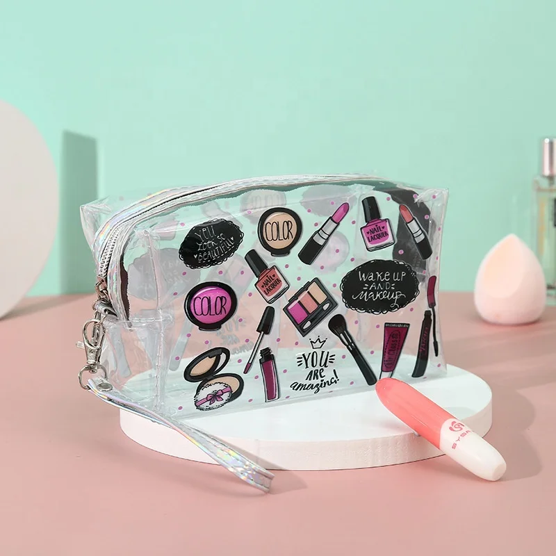 

Cosmetic Eyelash Pattern Makeup Bag Organizer Pouch PVC Waterproof Washbag Beauty Lady Handbag