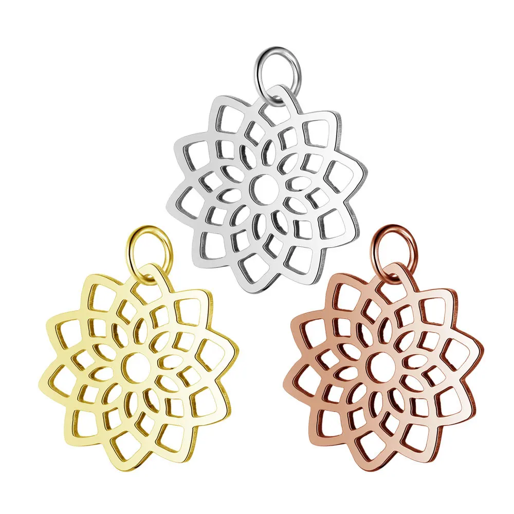 

Rose Gold Jewelry Accessories Finding Accessories for jewelry Stainless Steel Lotus Flower Chakras Charm Pendant, Gold,silver,rose gold