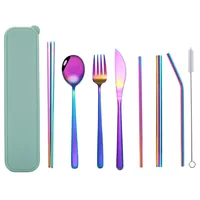 

2019 FDA Approved Portable Travel Cutlery set with Drinking Straw Clean Brush for Promotion Gift