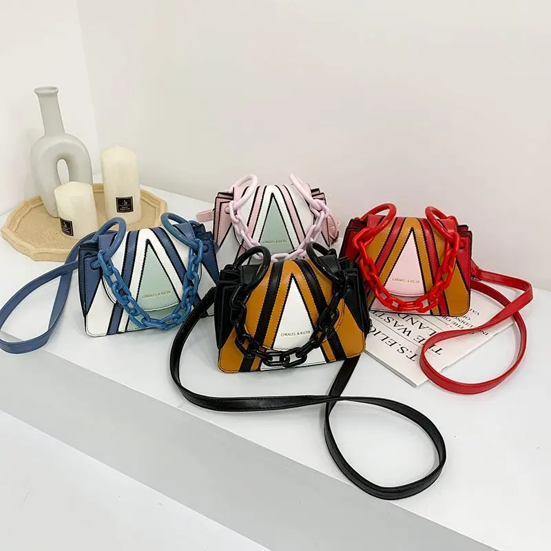 

Candy Color Women Bag PU Leather Handbag Shoulder Crossbody Bag Women with Chain, As picture