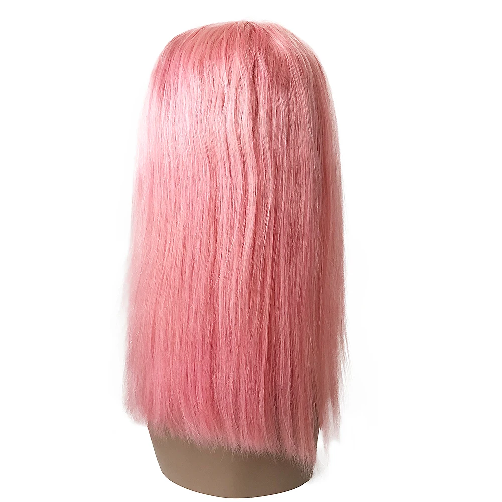 

BOB lace wig Peruvian virgin human hair 130% density Middle Pairt 12inch Pink Yellow Blue lace front wig