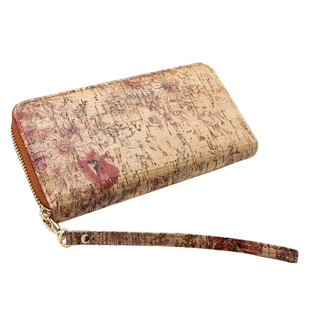 

Boshiho high quality new design cork vegan ecofriendly slim customized womens purse zipper cork wallet