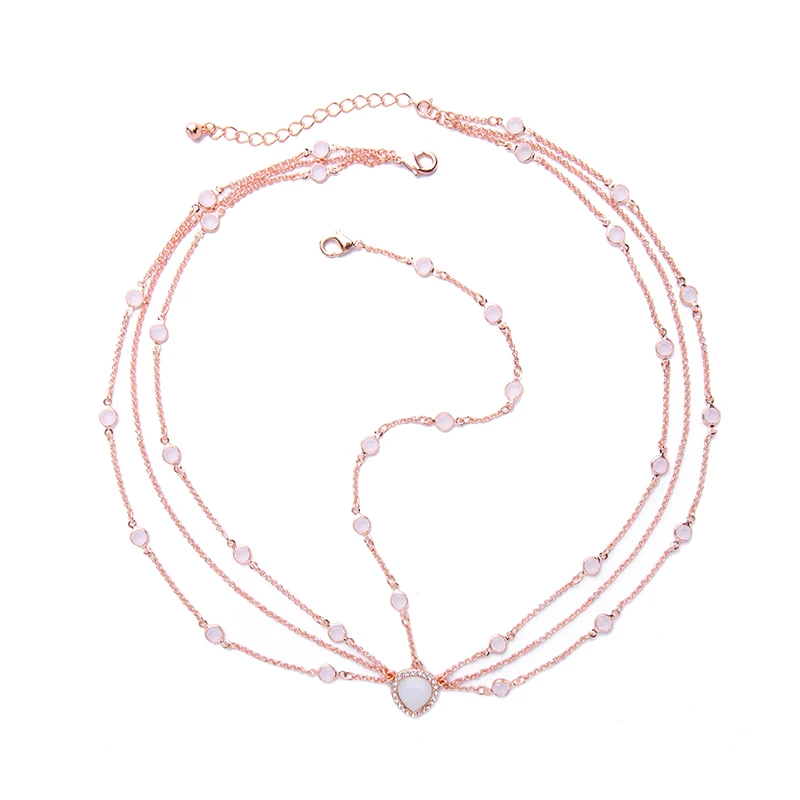 

ts00184 Elegant Rose Gold Plating Crystal Metal Chain Hair Accessories Women 2021