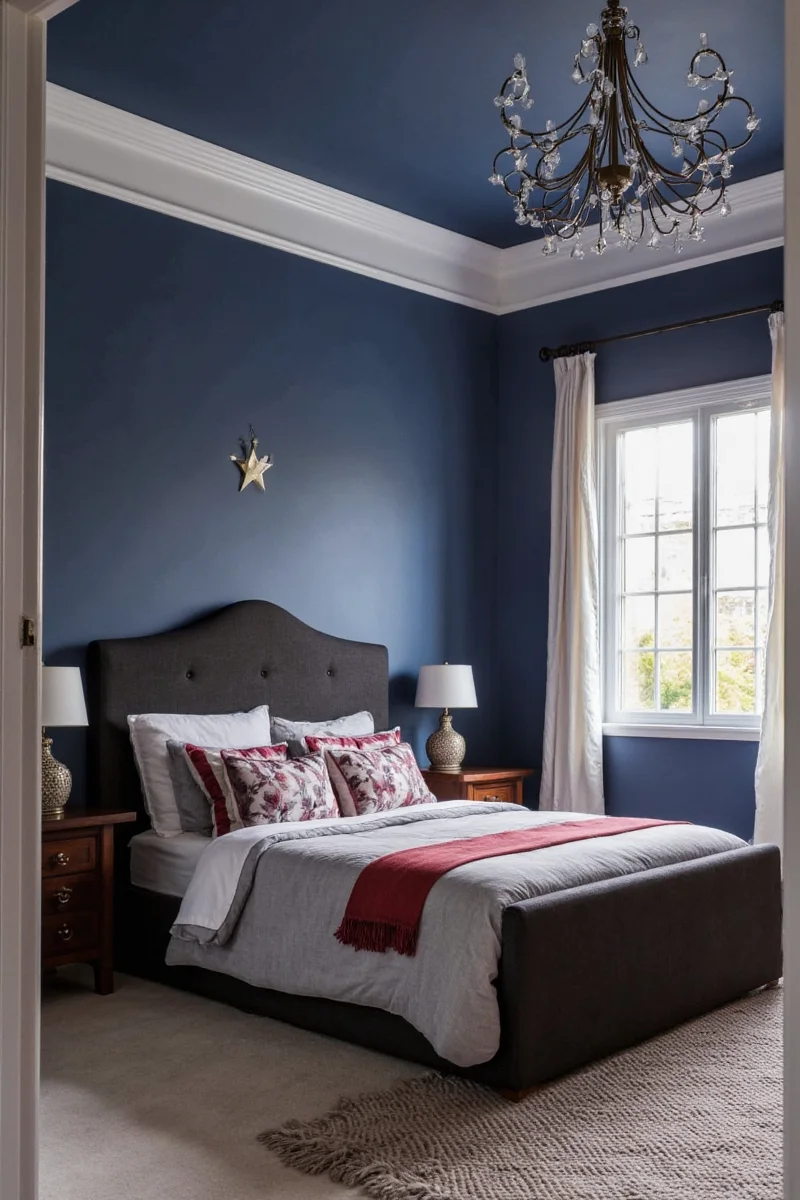 Dark black accent wall in a shared bedroom