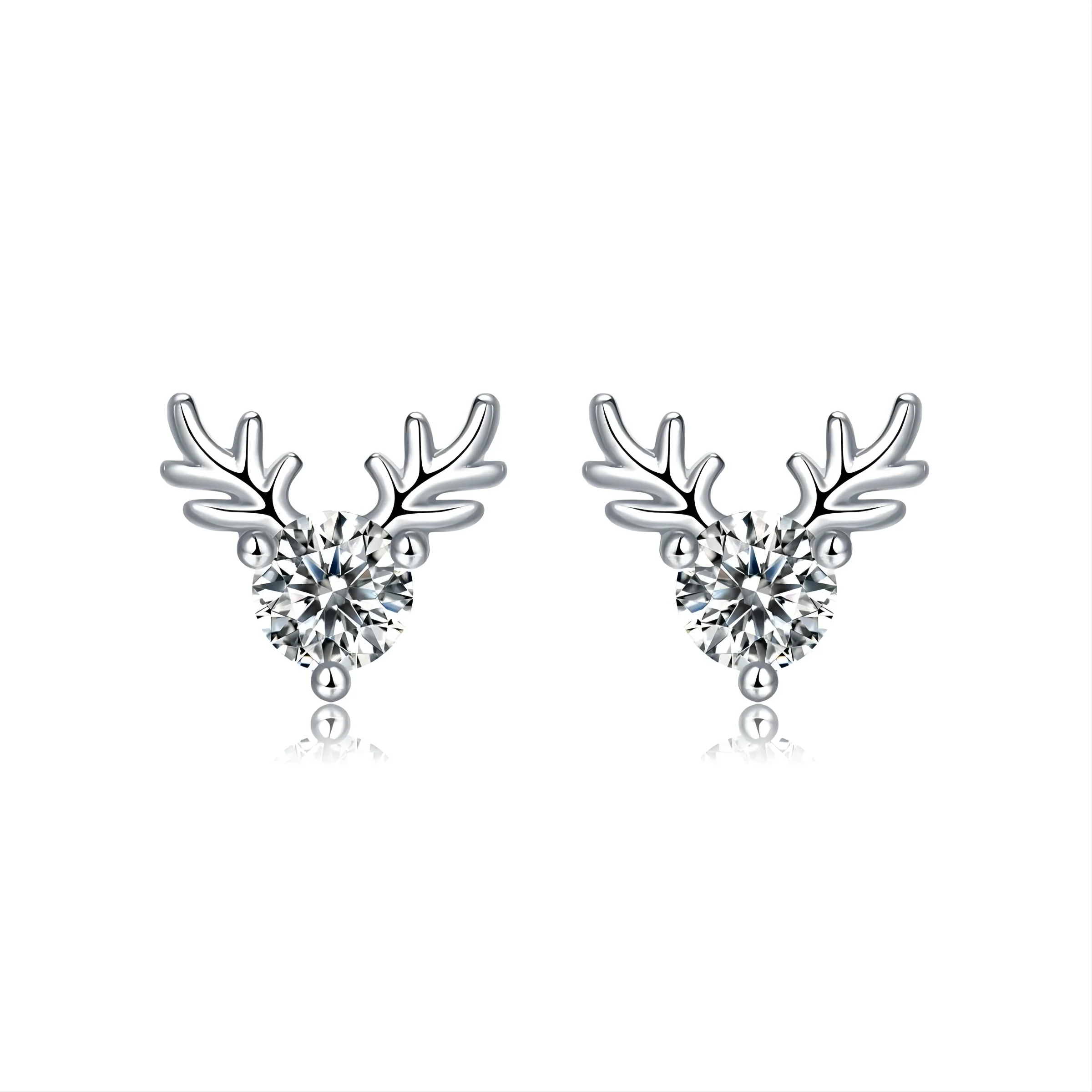 

Shanzuan Jewelry New Arrival Going With Dear Deer Shape S925 Sterling Silver Earrings Present 0.3ct Moissanite Earrings Women, Silver/gold color