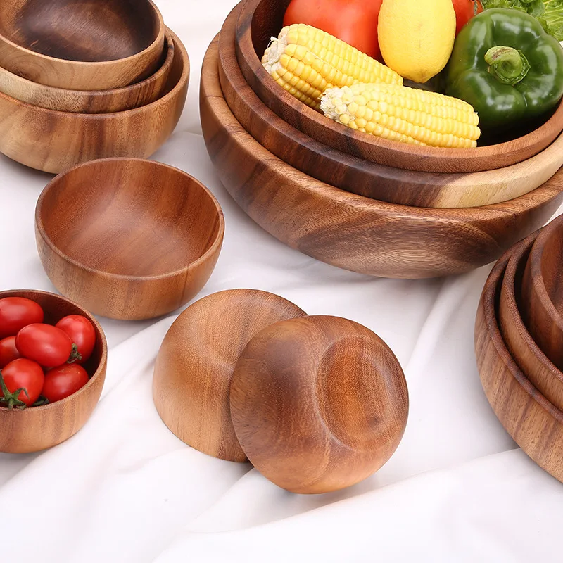 

ACACIA whole wooden bowl salad soup bowl rice bowl cutlery, Natural