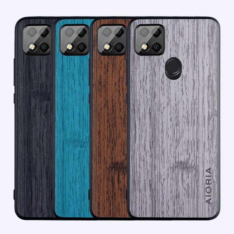 

PU leather skin with Hard PC Soft TPU Business Style case for Xiaomi Redmi 9C, Black, coffee, brown, red