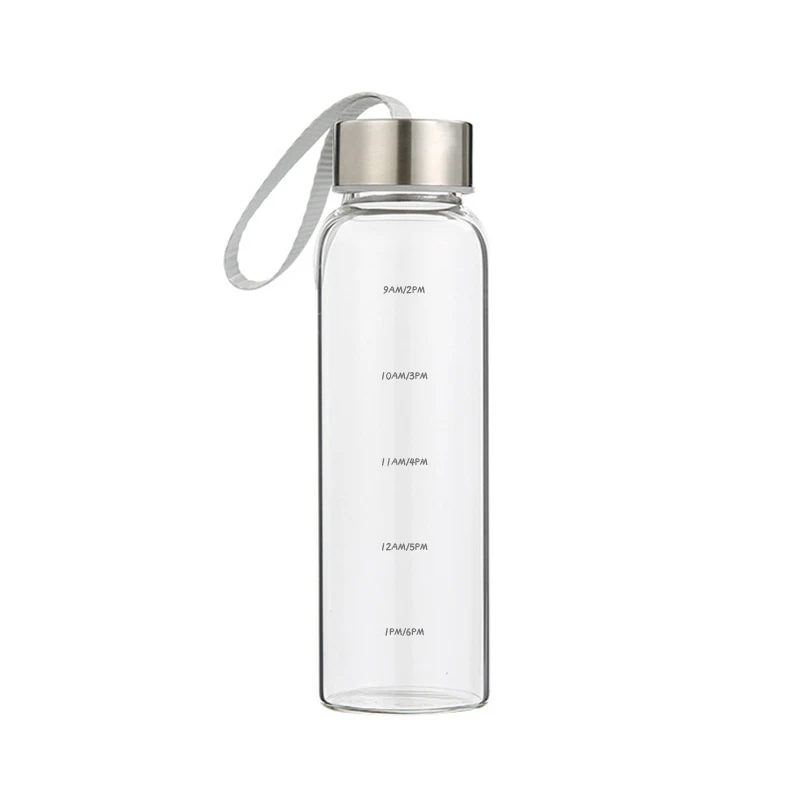 

MIKENDA 550ml Fancy Glass Water Bottle Custom Sports Borosilicate Glass Water Bottles