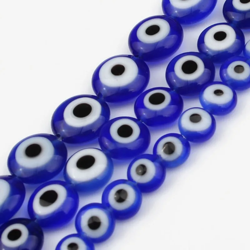 

6/8/10 mm Round Dark Blue Handmade Bulk Lampwork Glazed Evil Glass Eye Beads for Jewelry DIY