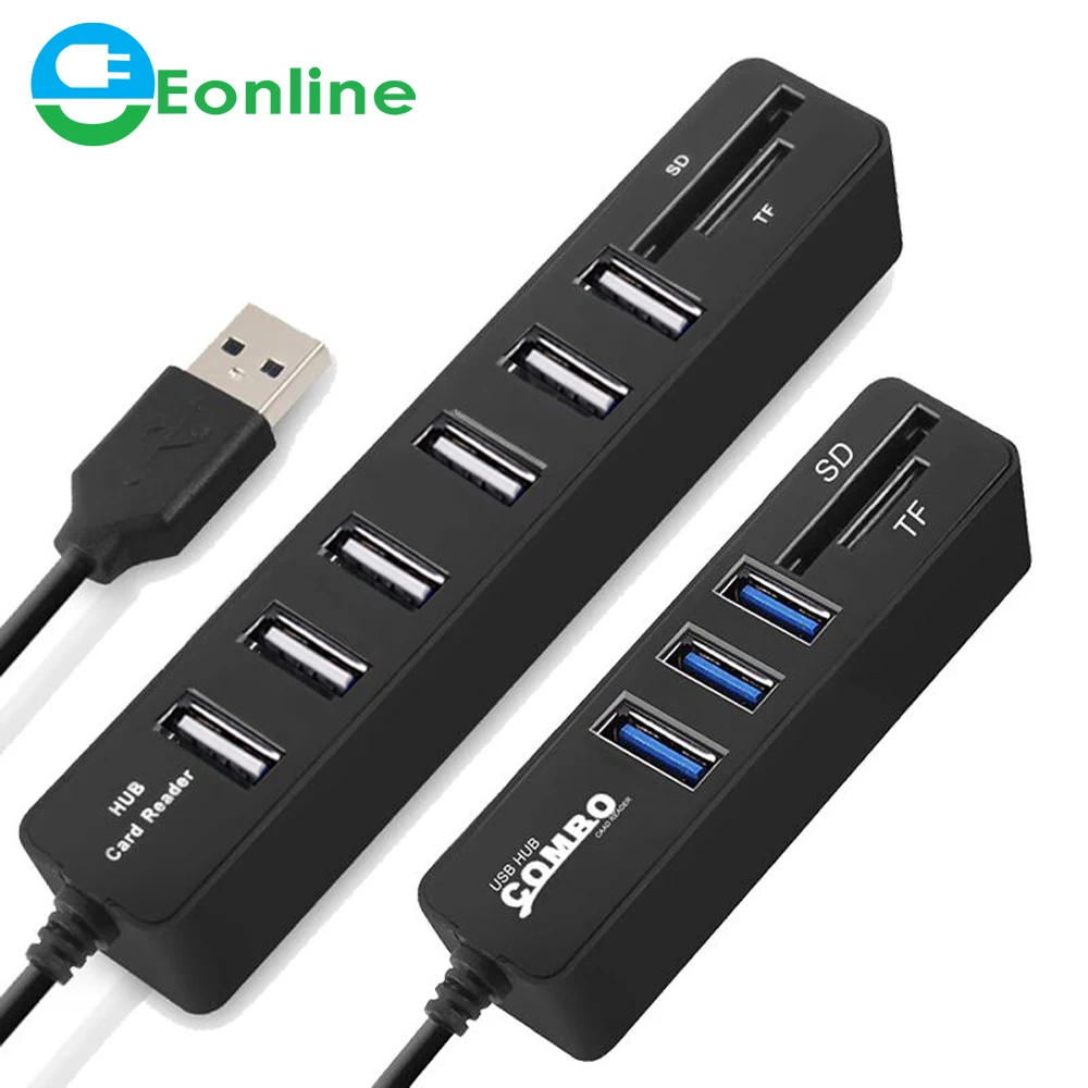 

Eonline USB 3.0 Hub 3/6 Port Expander Adapter Multi USB Splitter 2.0 Hab 3 Hub 3.0 Multiple USB3.0 USB-Hub Card Reader For PC