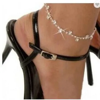 

Womens' Silver Rhinestone Crystal Chain Anklets Foot Chain Bracelet Jewelry, Gold