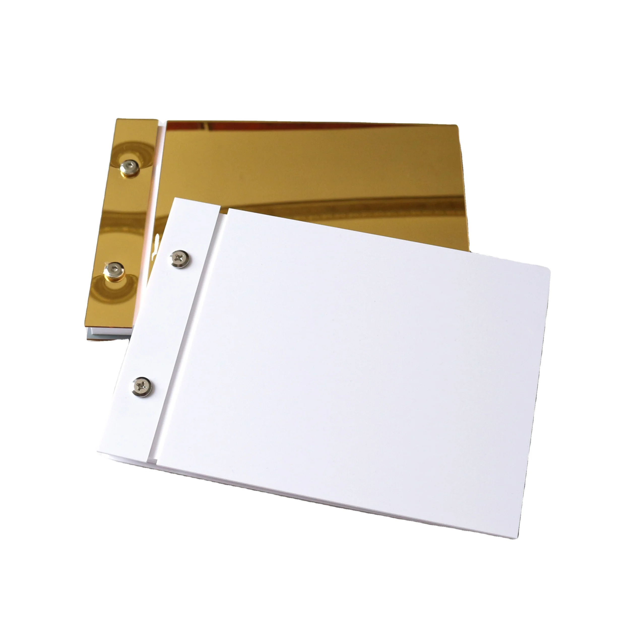 Gold Mirror Acrylic Guest Registry Guestbook Hardbound Notebook Stationery Supplies