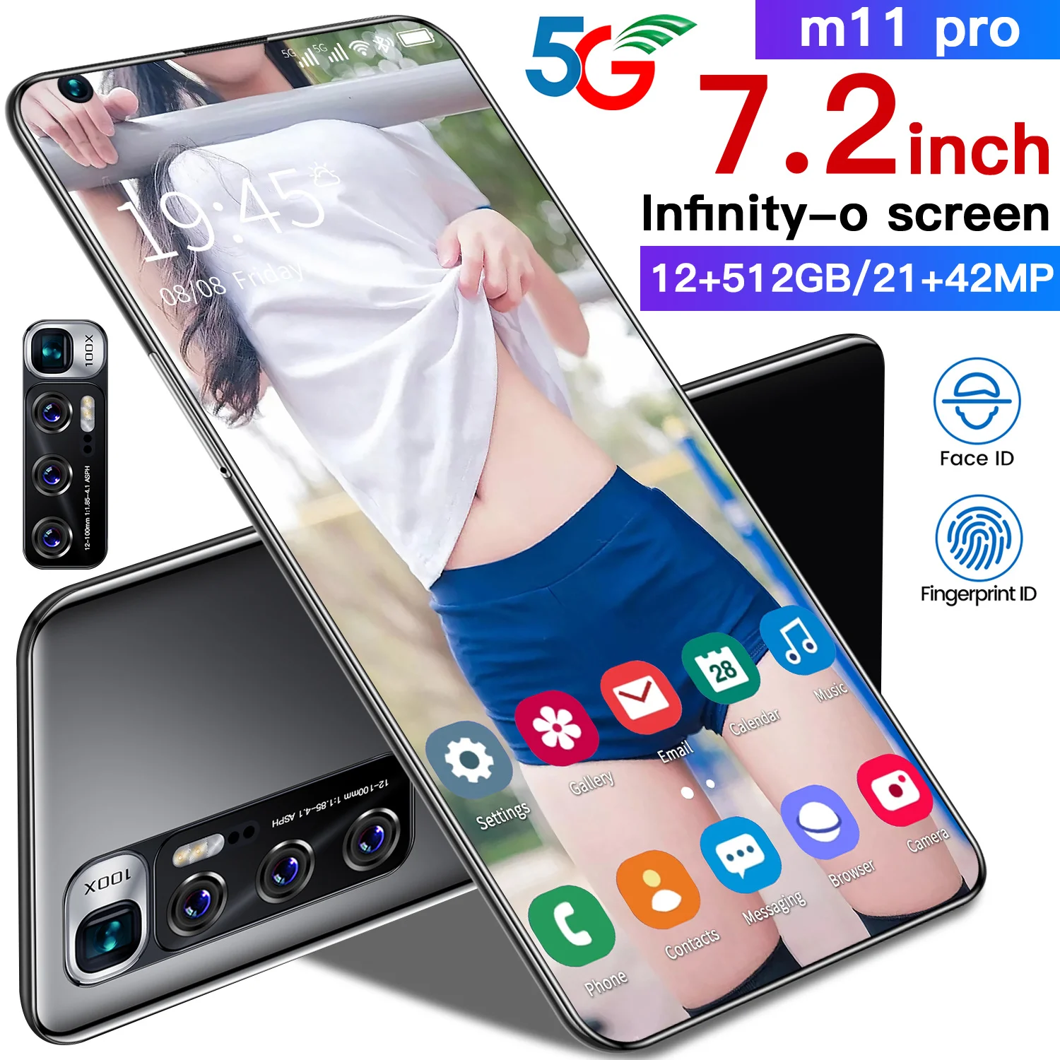 

New M11 Pro Original Unlocked Smartphone With Dual SIM Card Face ID Unlock Android 9.0 4GB+64GB 3G 4G 5G Mobile Phone