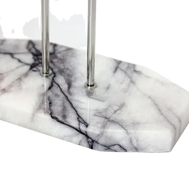 

Luxury stainless steel double bottom natural marble leather watch stand jewelry stand