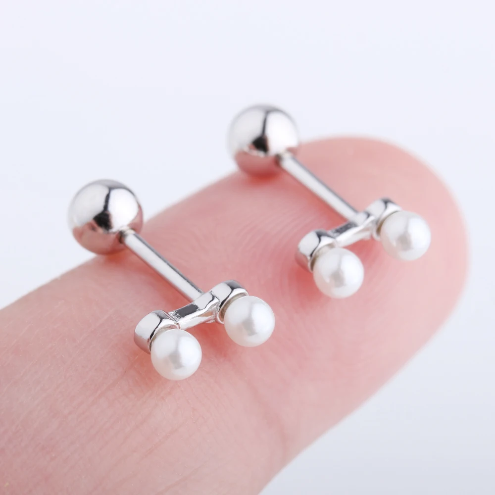 

Trendy Fashion Rose Gold Simple Style Double Pearl Earrings For Women