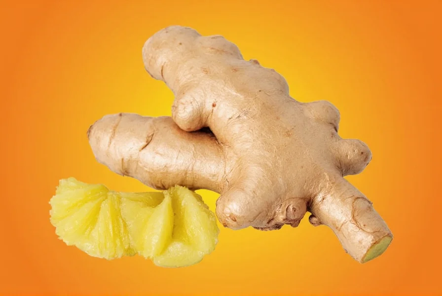 Side-by-side comparison of fresh ginger, dried ginger powder, and candied ginger