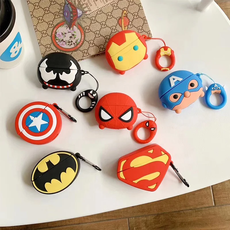 

The Avengers Captain America Earphones Case For Airpods Pro or 1/2 Anime Thanos Iron Man Venom Hulk Cases For Airpod PRO, Black silver pink