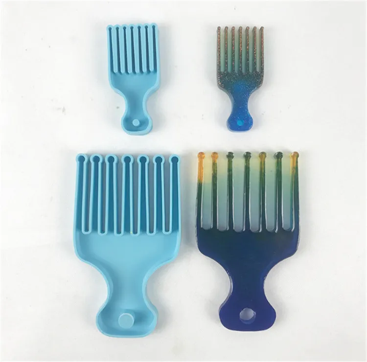 

Y2905 DIY epoxy resin Comb Mold Silicone Afro comb keychain resin Molds, Random