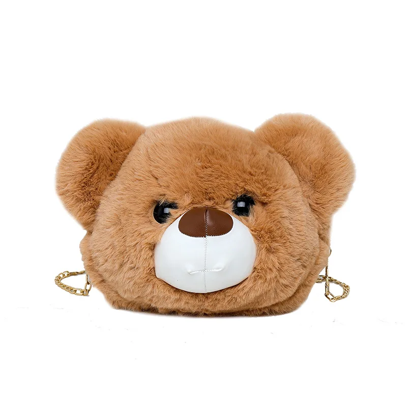 

SP584 Winter new plush bag casual cartoon bear small mini bags chain slung cute bags for girls, Multi colors