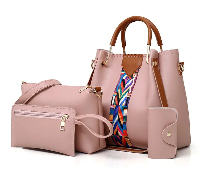 

Fashion trend Women PU purses and handbags Handbags 4 Pcs in 1 Set, Black,white,red,brown,green,gray,pink