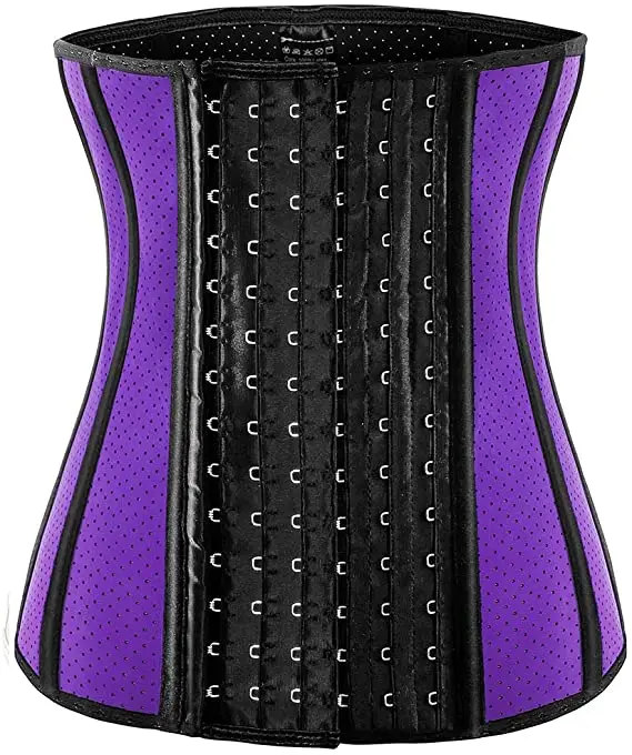 

9 Steel Bones 3 layer 3 hooks Latex Under Bust Sexy purple Mature Locking Corset