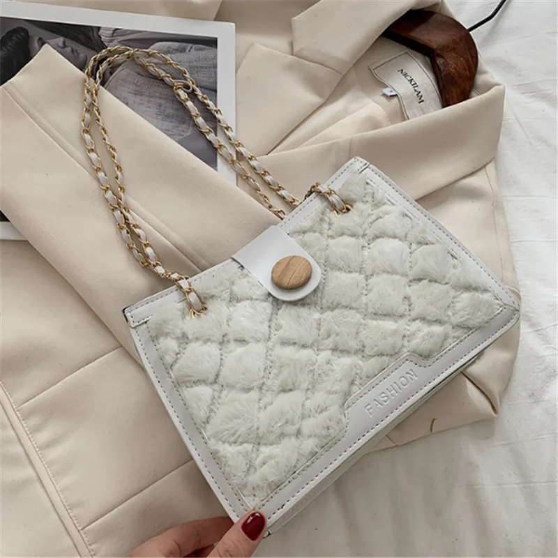 

2021 Most popular women PU leather Messenger bag fashion casual all-match Plush handbag, Customized color