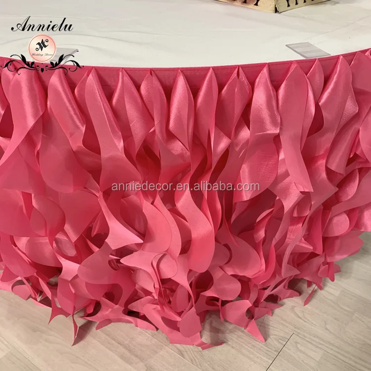 Hot pink curly willow table skirt for wedding events decoration