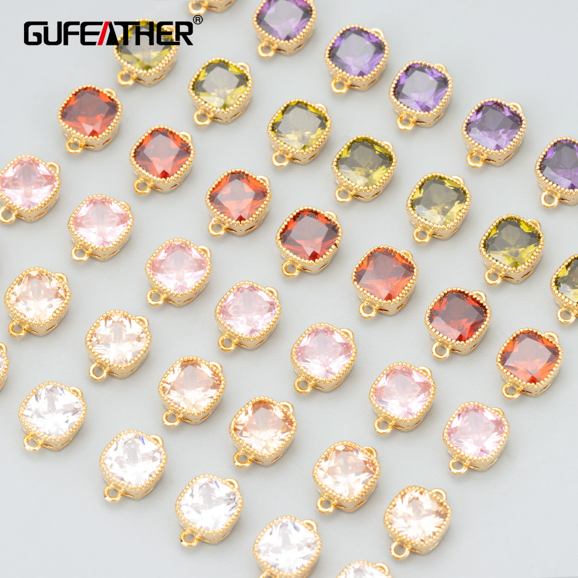 

MC18 jewelry accessories18k gold platednickel freecopperzirconstwo jump ringdiy pendant10pcs/lot
