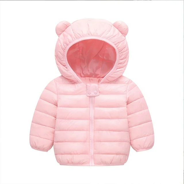 

Wholesale winter autumn clothes hot sale baby boy girl down jacket kid coat hooded jacket cute bear ears, As picture
