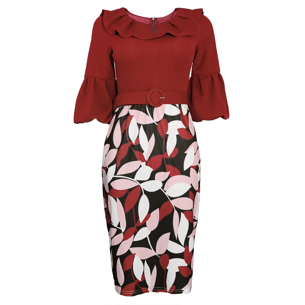 

Visualize 2021 Fall Fashion Office Lantern Sleeve Casual Dress Ladies Clothes Casual Business Wear, Customized color