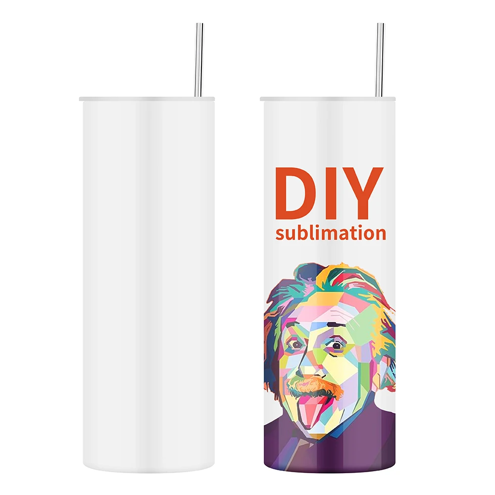 

Sublimation Blanks Straight Skinny Tumbler 20 oz Stainless Steel Double Wall Insulated Slim Water Tumbler Cup with Lid, Customized color