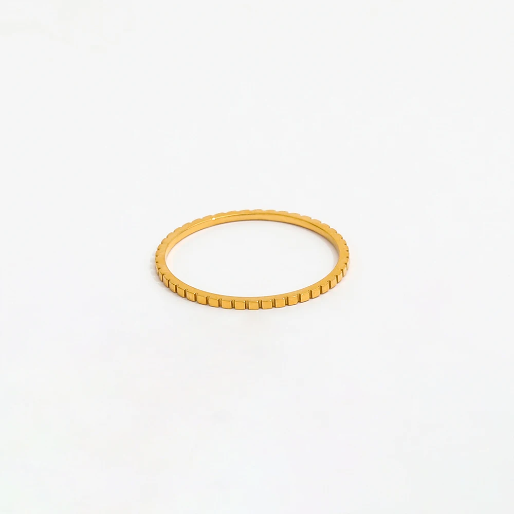 High End 18K Plain Gold Super Fine Gear Shape Rings Stainless Steel Trendy Simple Gold Plated Jewelry