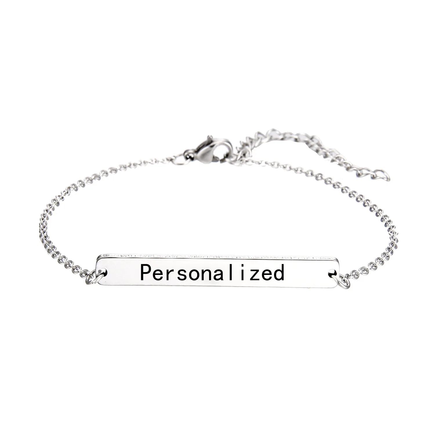 

New arrvial simple creative design stainless steel pulsera personalized letter name adjustable chain custom bracelet, As pic