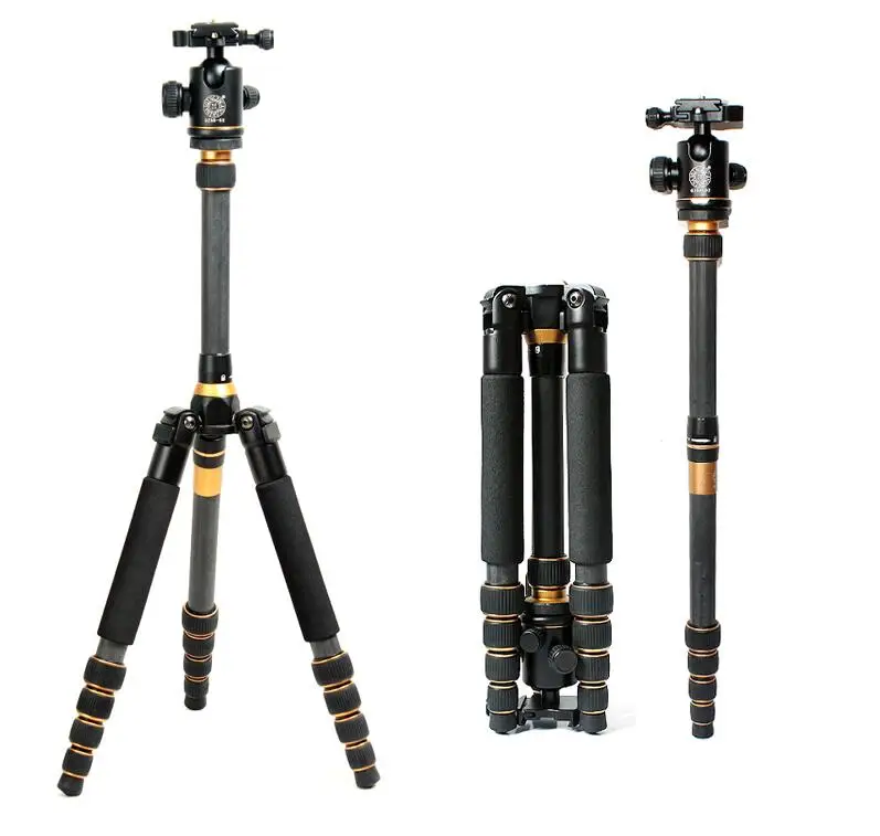 

QZSD Q777C 150CM High Lightweight Carbon Fiber Professional Tripod Max Load 10KG With Ball Head For DSLR Digital Camera, Black,is can be customized